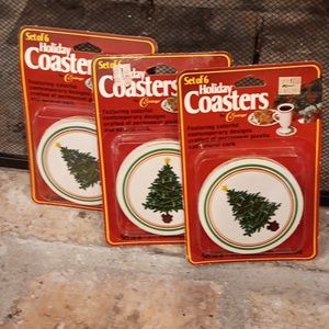 Vintage Set of Christmas Coasters